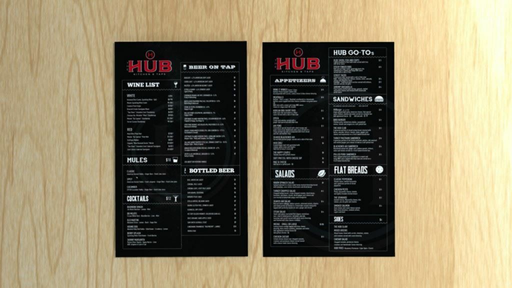 The Hub Restaurant Menu Design Nate Wren Design