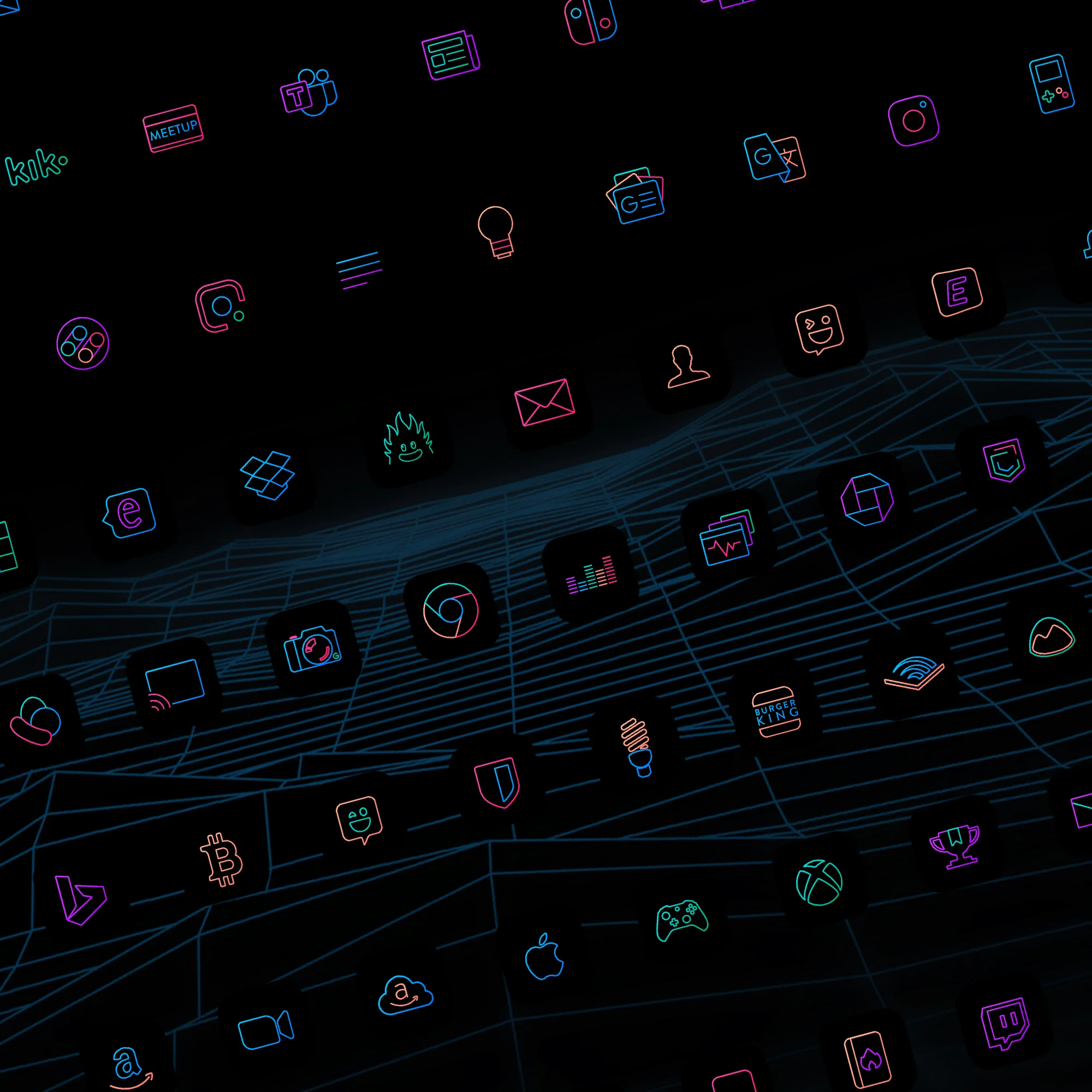 lines chroma black bg icons
