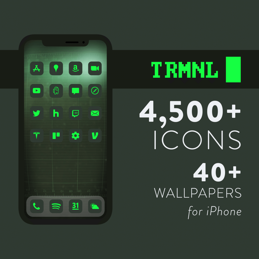 Terminal Green - Icons for iPhone iOS macOS \u0026 Windows - Nate Wren Design, image size:1024x1024