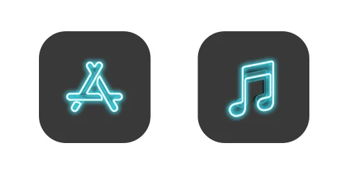 The Grid- Neon iPhone Icons