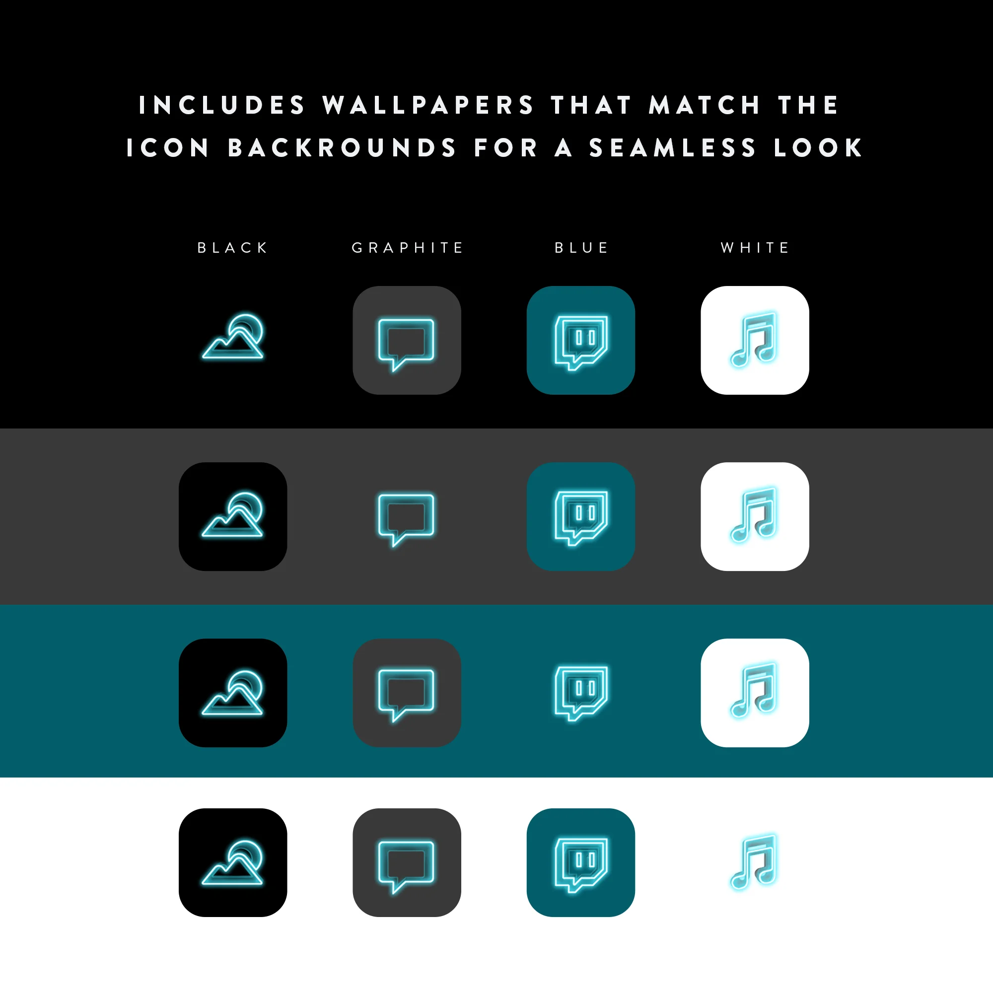 The Grid- Neon iPhone Icons