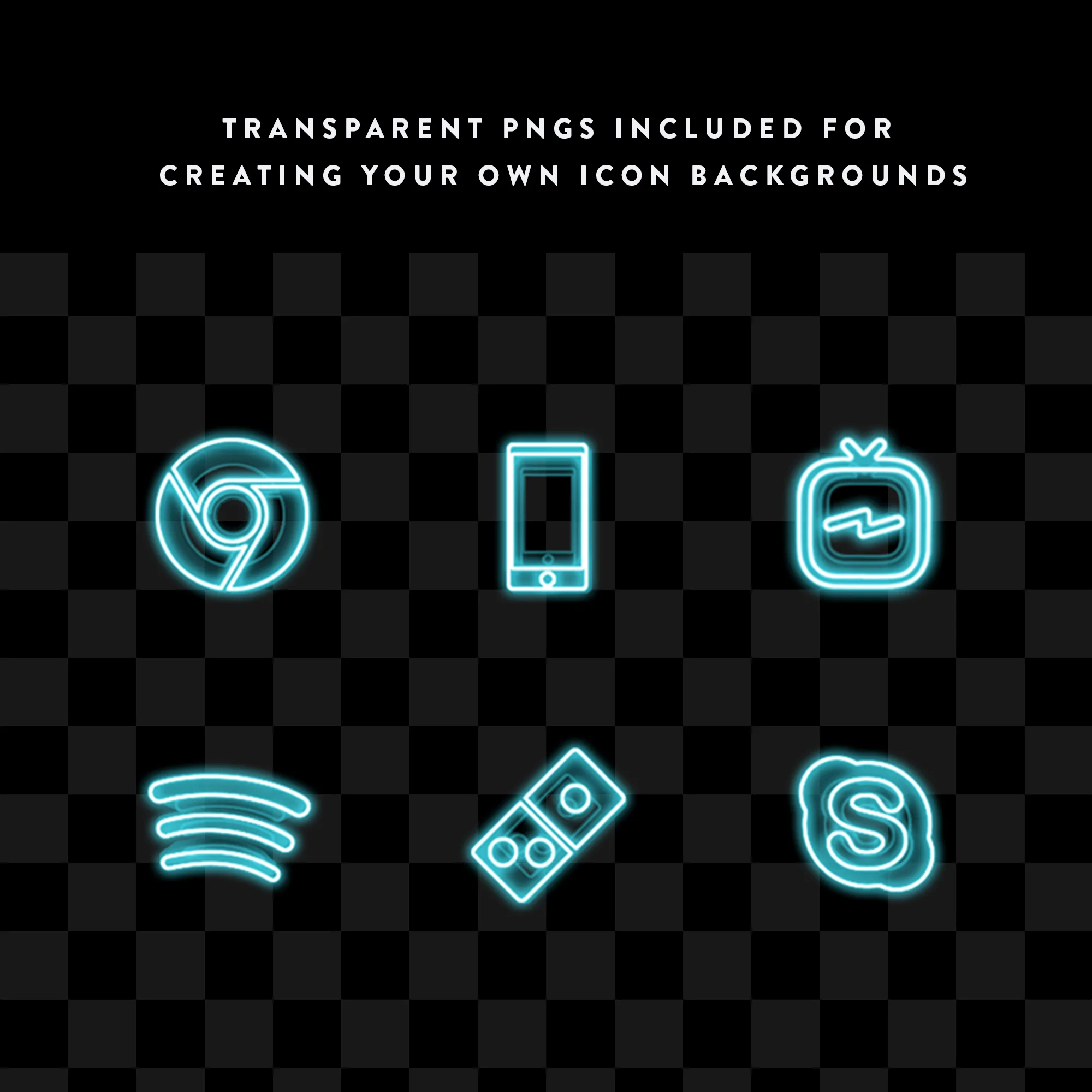 The Grid- Neon iPhone Icons