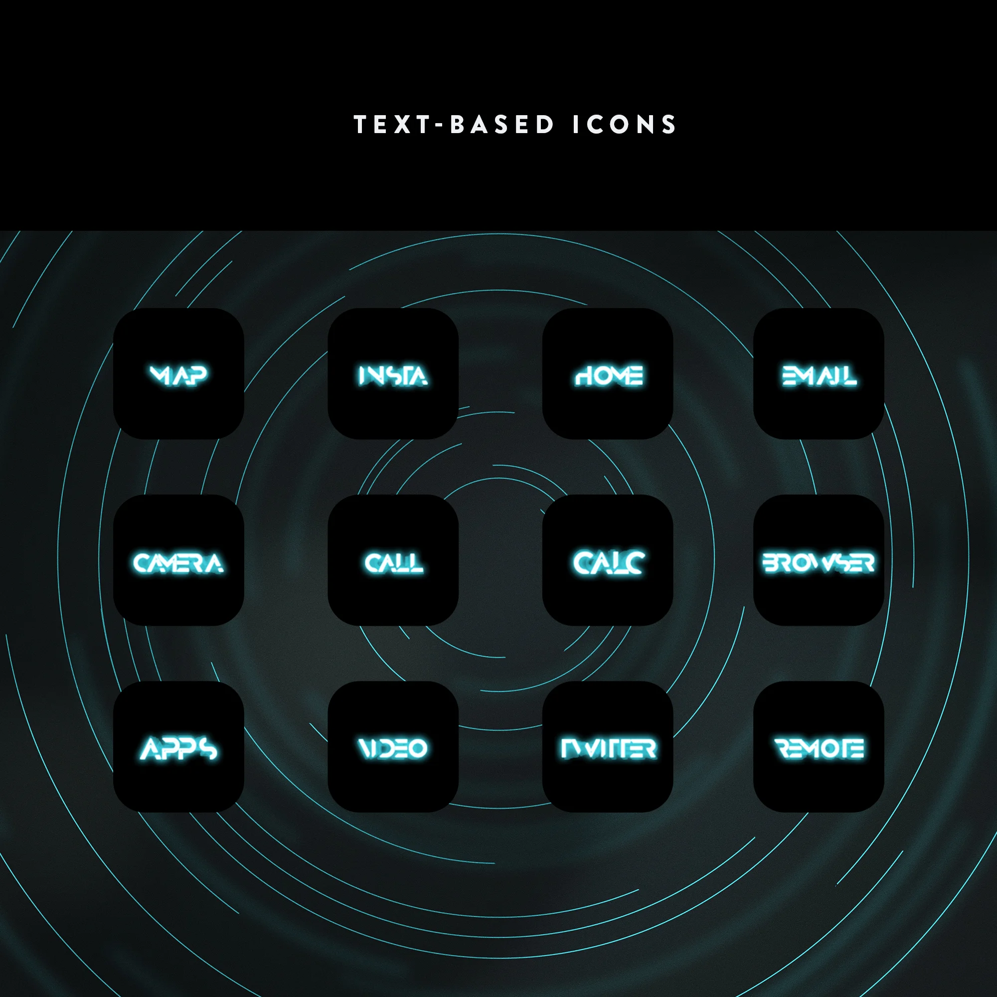 The Grid- Neon iPhone Icons