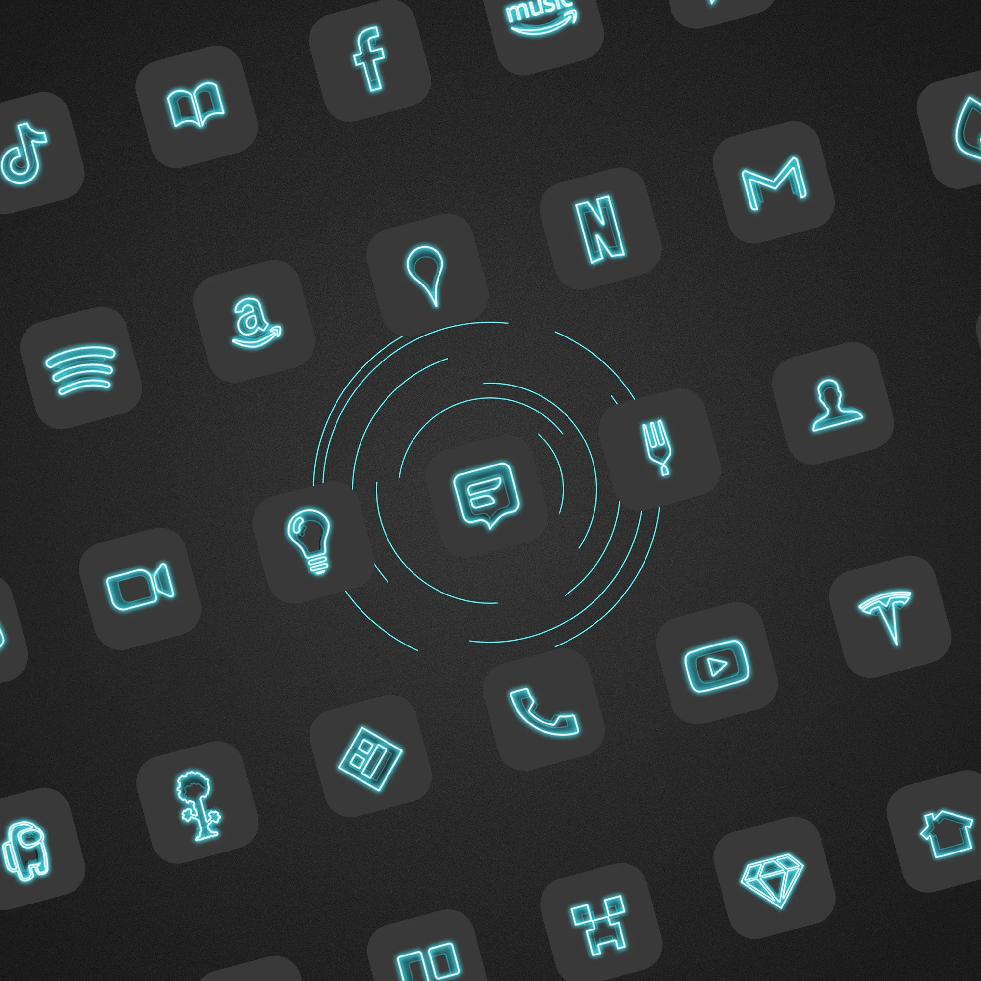 The Grid- Neon iPhone Icons
