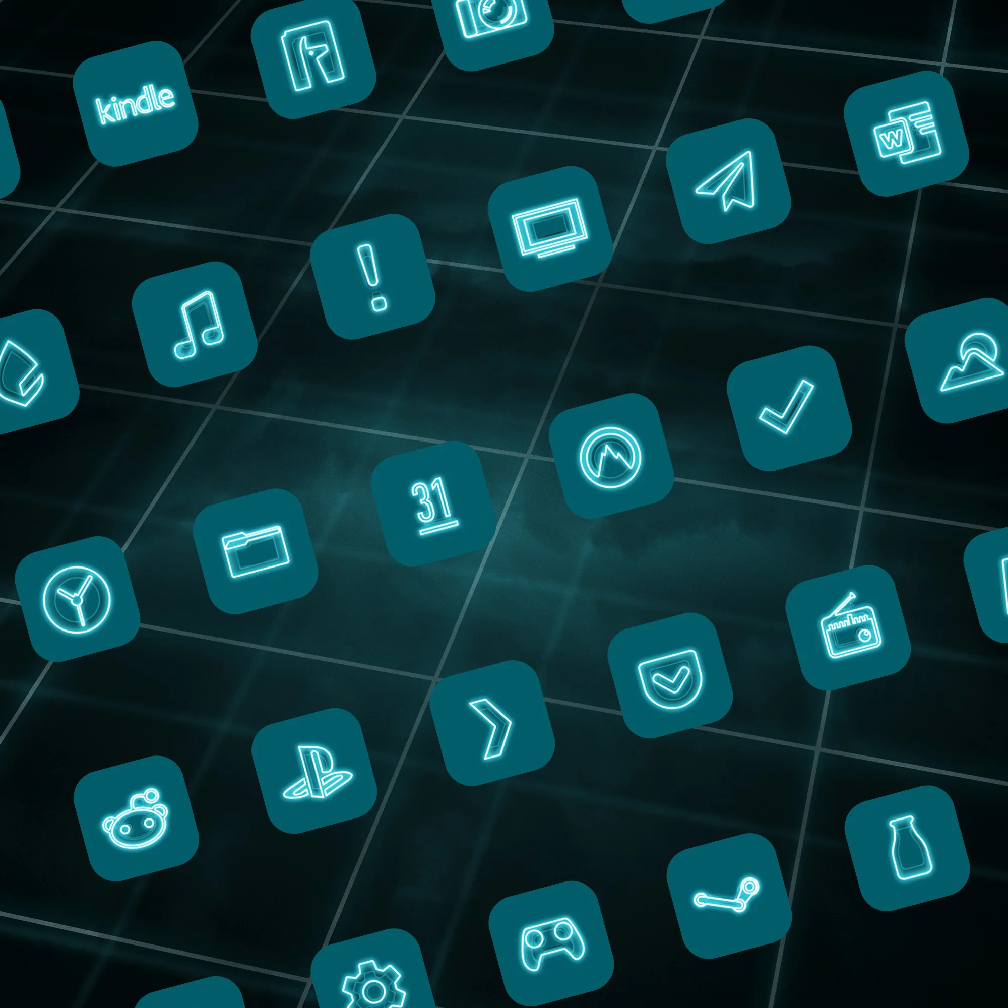 The Grid- Neon iPhone Icons