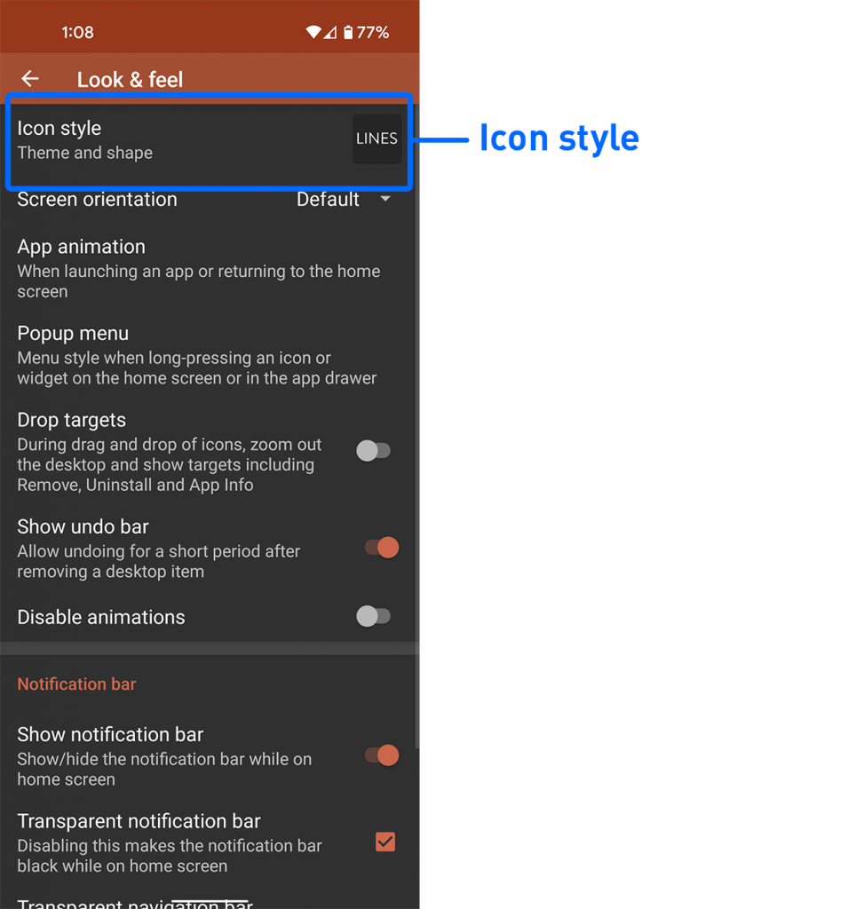 revert back to stock android icons