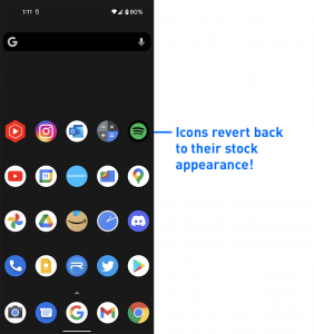 revert back to stock android icons