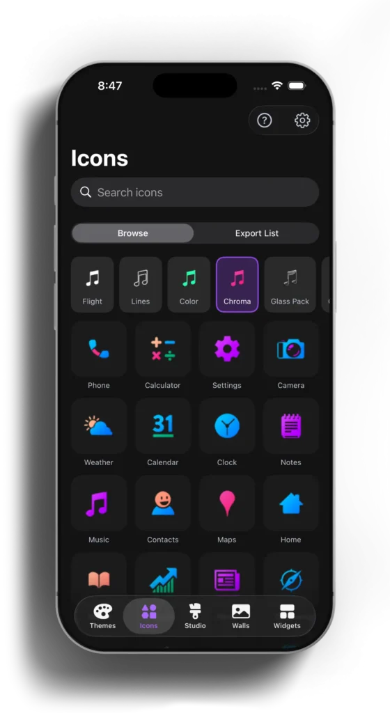 Theme Studio - custom colorful or minimalist icons and icon picker for iOS iPhone and iPad setups