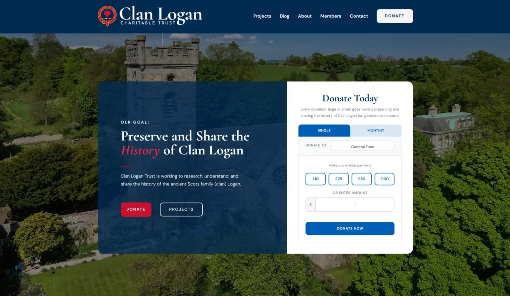 clan logan trust website design - home
