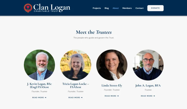 clan logan trust website design - meet