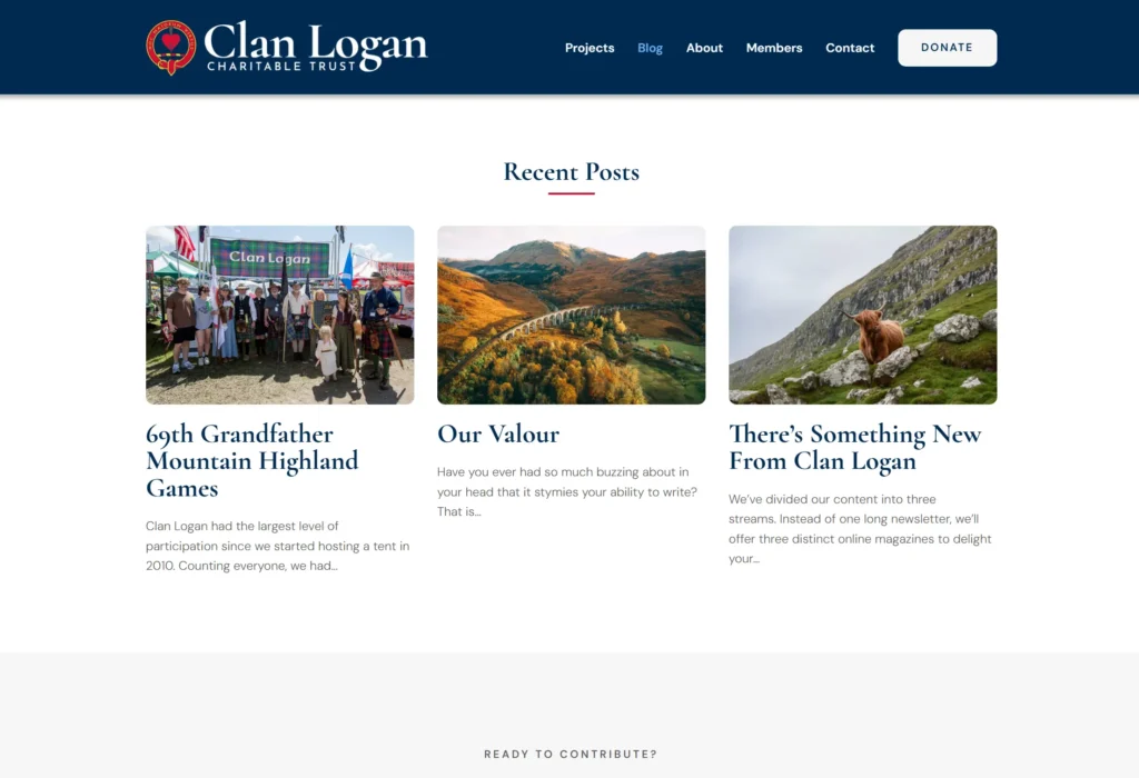 clan logan trust website design - posts