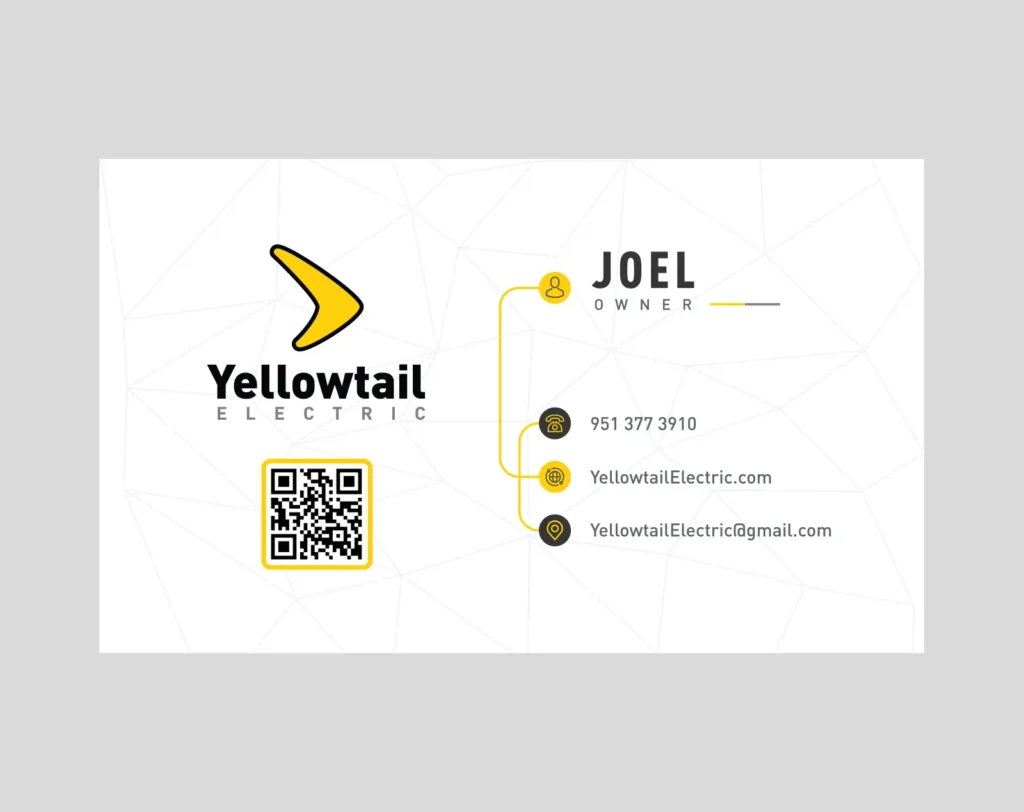 yellowtail electric business card front design