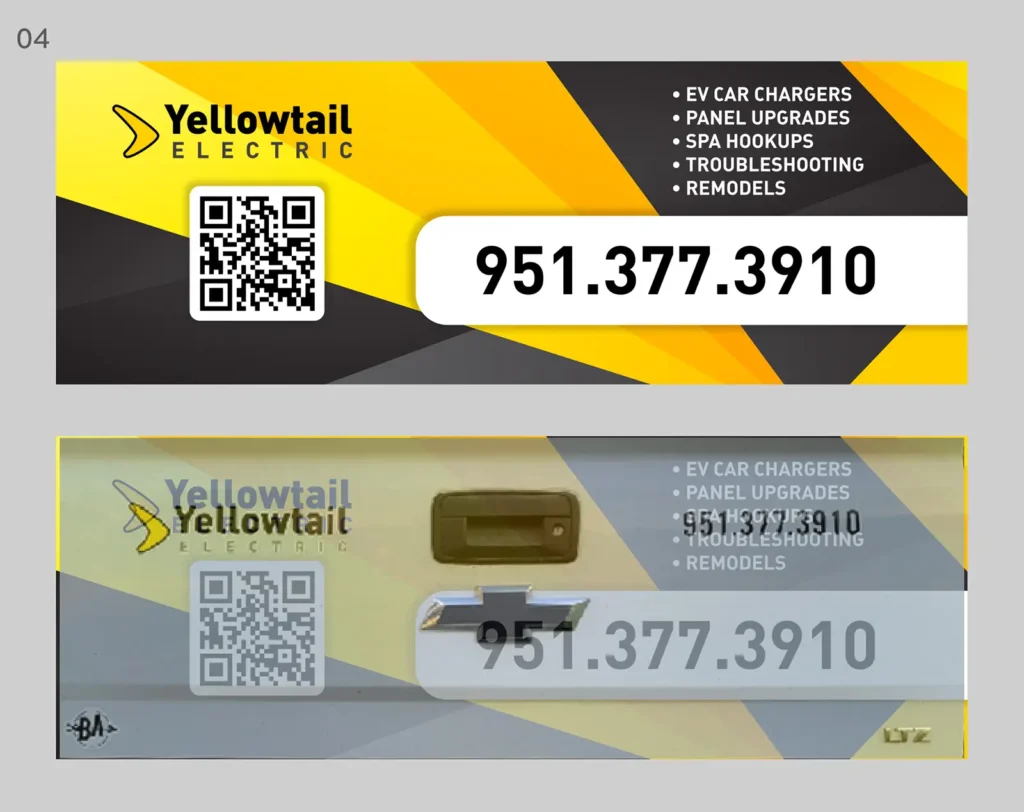 yellowtail electric tailgate wrap vinyl design