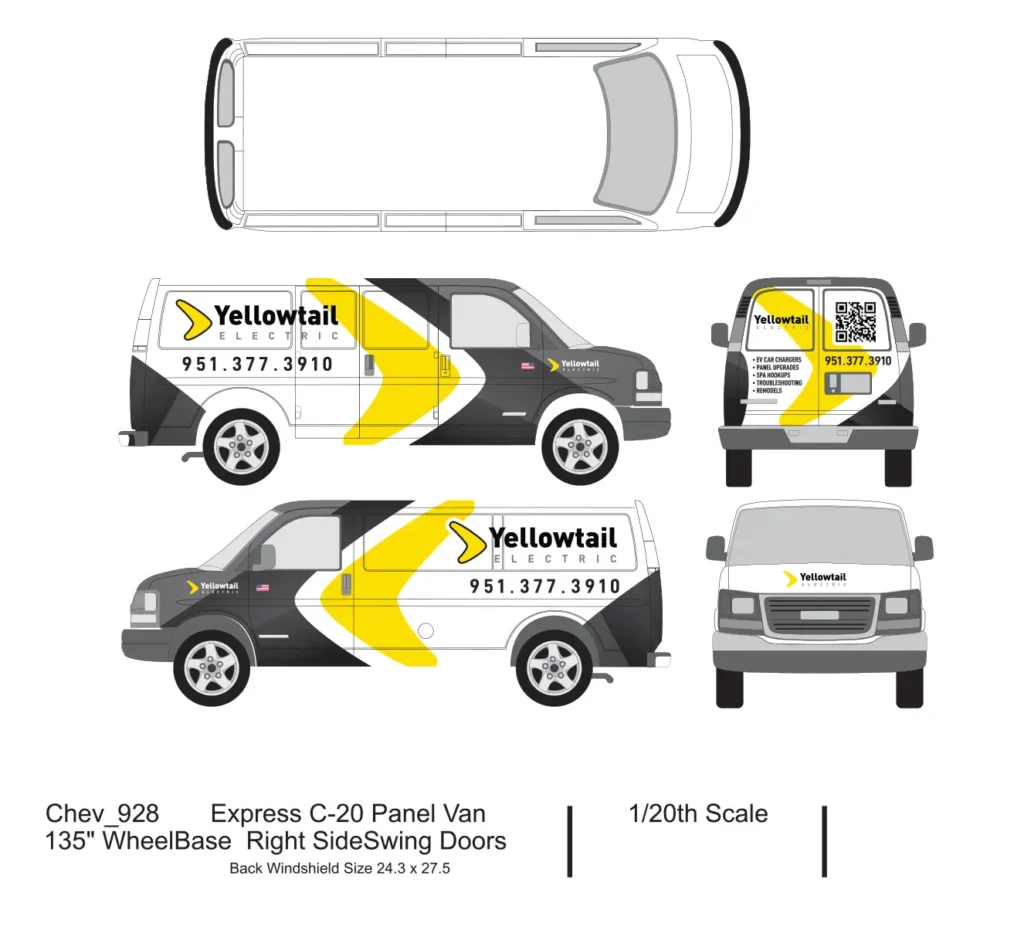 yellowtail electric van wrap design